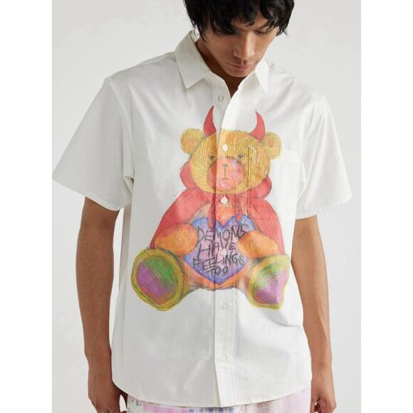 Teddy Fresh Big Bear Multicolor Button Down Shirt Size‎ Small New Demon - Picture 5 of 5